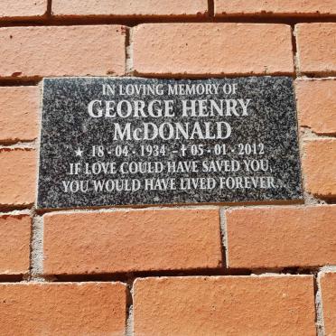 McDONALD George Henry 1934-2012