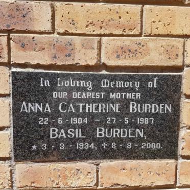 BURDEN Anna Catherine 1904-1987 :: BURDEN Basil 1934-2000