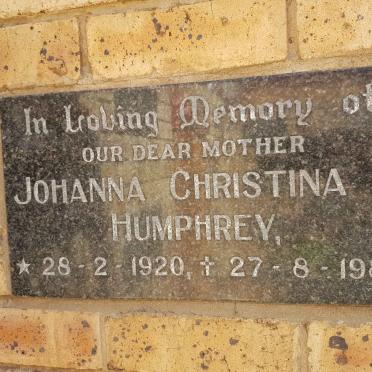 HUMPHREY Johanna Christina A. 1920-1986