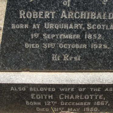 ARCHIBALD Robert 1852-1929 &amp; Edith Charlotte 1867-1950