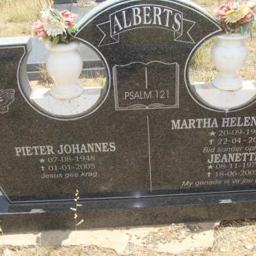ALBERTS Pieter Johannes 1948-2005 &amp; Martha Helena Maria 1948-2009 :: ALBERTS Jeanette 1978-2005