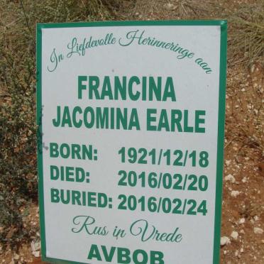 EARLE Francina Jacomina 1921-2016