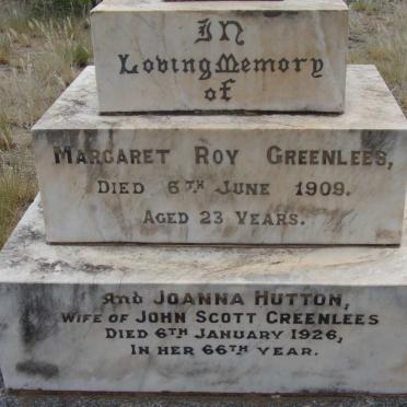 GREENLEES Margaret Roy -1909 :: GREENLEES Joanna nee HUTTON -1926