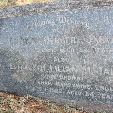 JARVIS Charles Herbert -1957 &amp; Elizabeth Lilian M. BROWN -1962