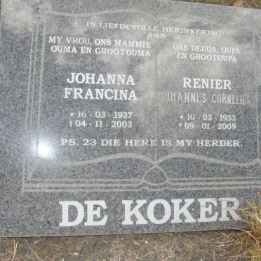 KOKER Renier Johannes Cornelius, de 1933-2009 &amp; Johanna Francina 1937-2003
