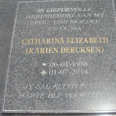 KOEN Catharina Elizabeth nee DERCKSEN 1958-2014