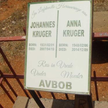 KRUGER Johannes 1931-2007 &amp; Anna 1948-2014