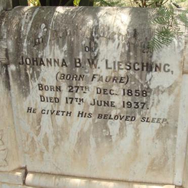 LIESCHING Johanna B.W. nee FAURE 1858-1937