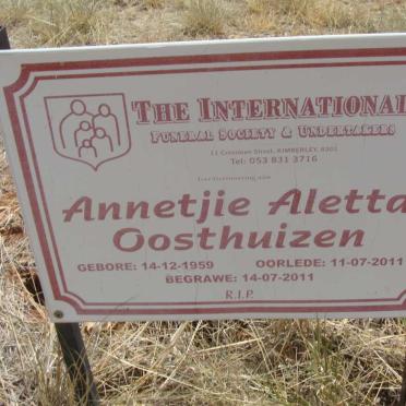 OOSTHUIZEN Annetjie Aletta 1959-2011