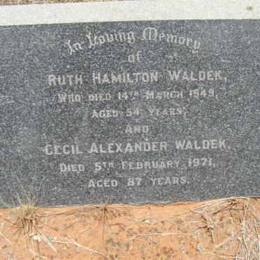 WALDEK Cecil Alexander -1971 &amp; Ruth Hamilton -1949