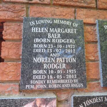 BAER Helen Margaret nee RODGER 1922-2012 :: RODGER Noreen Patton 1925-2013
