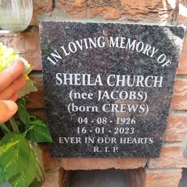 CHURCH Sheila, JACOBS born CREWS 1926-2023