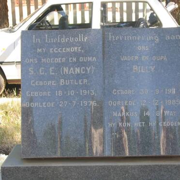 NIEKERK Billy, van 1911-1989 &amp; S.C.E. BUTLER 1913-1976