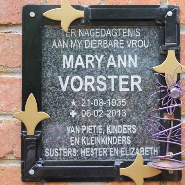 VORSTER Mary Ann 1935-2013