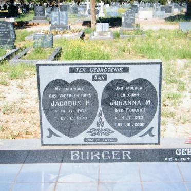 BURGER Jacobus H. 1904-1979 &amp; Johanna M. FOUCHE 1913-2000