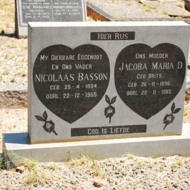 BASSON Nicolaas 1894-1965 &amp; Jacoba Maria D. BRITS 1896-1985