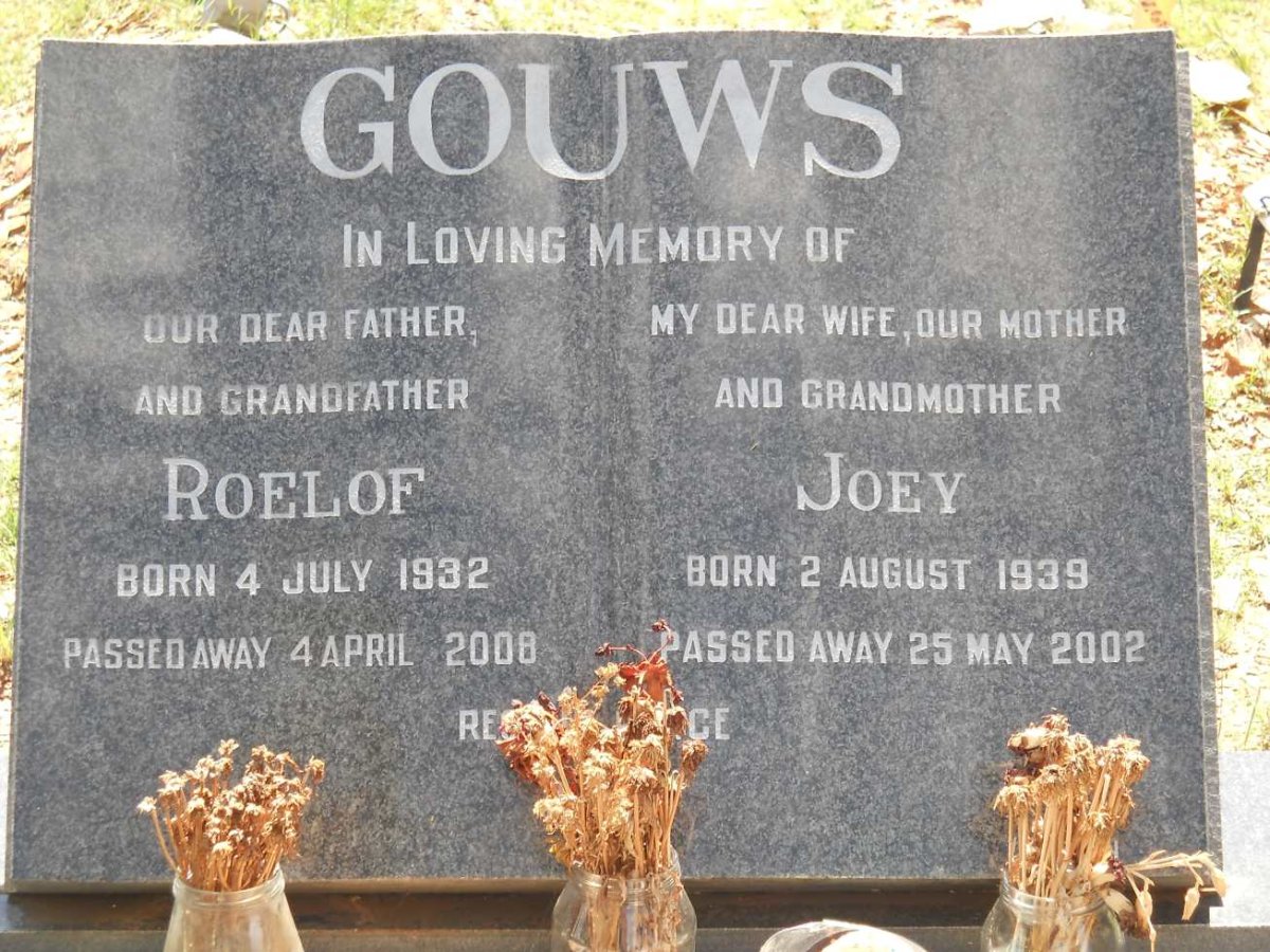 GOUWS Roelof 1932-2008 & Joey 1939-2002