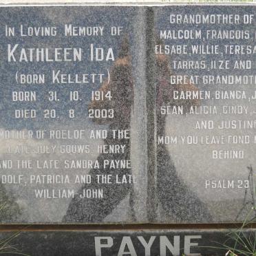 PAYNE Kathleen Ida nee KELLETT 1914-2003