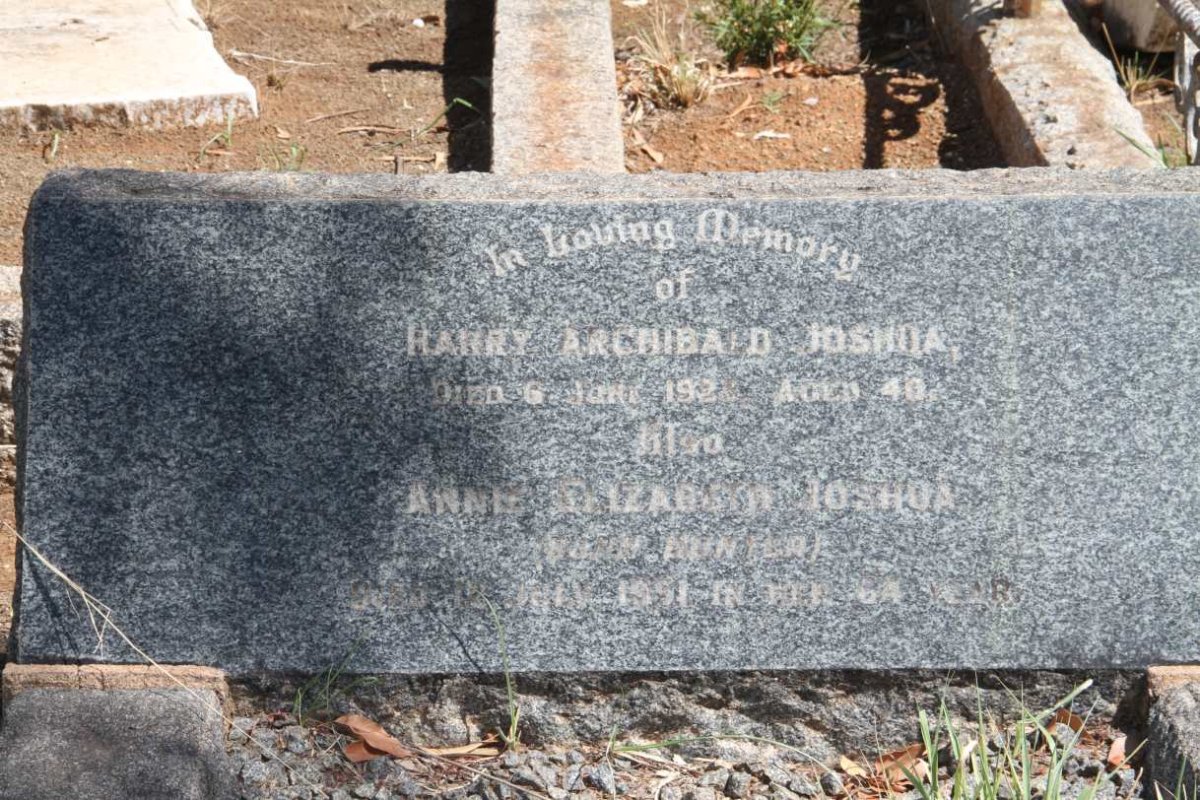 JOSHUA Harry Archibald -1923 & Annie Elizabeth HUNTER -1951