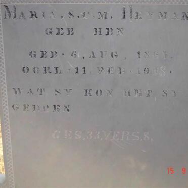 HEYMANS Maria S.D.M. née HEN 1867-1908