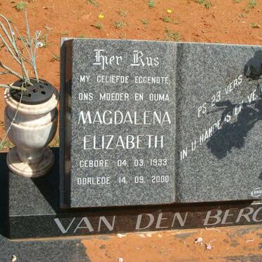 BERG Magdalena Elizabeth, van den 1933-2000
