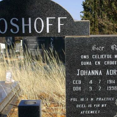 BOSHOFF Johanna Adriana 1914-1998