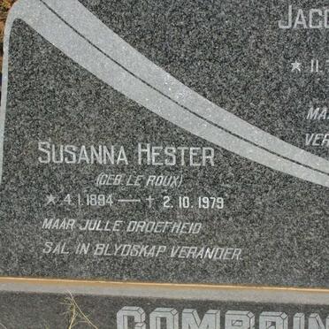 COMBRINCK Susanna Hester nee LE ROUX  1894-1979