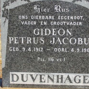 DUVENHAGE Gideon Petrus Jacobus 1912-1967