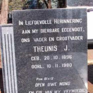 DUVENHAGE Theunis J. 1896-1980