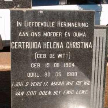 DUVENHAGE Gertruida Helena Christina nee DE WITT 1904-1988