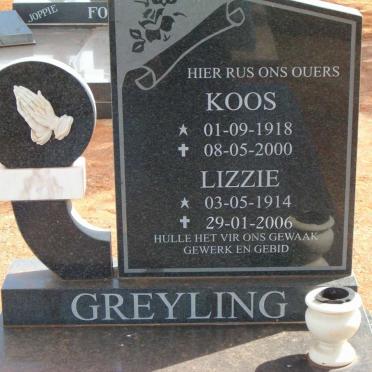 GREYLING Koos 1918-2000 &amp; Lizzie 1914-2006