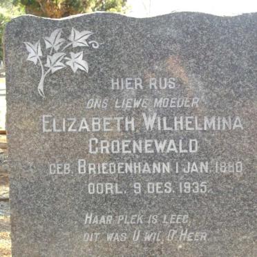 GROENEWALD Elizabeth Wilhelmina nee BRIEDENHANN 1880-1935