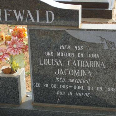 GROENEWALD Louisa Catharina Jacomina nee SNYDERS 1916-1985
