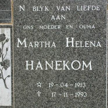 HANEKOM Martha Helena 1913-1993