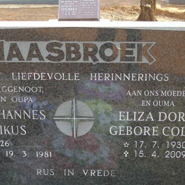 HAASBROEK Eliza Doris nee COLYN 1930-2009