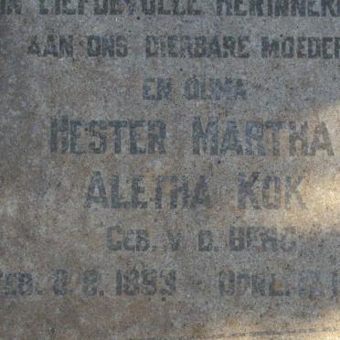 KOK Hester Martha Aletha nee V.D. BERG 1893-19?4