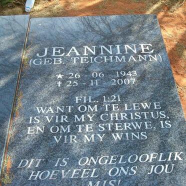 KRUGER Jeannine nee TEICHMANN 1943-2007