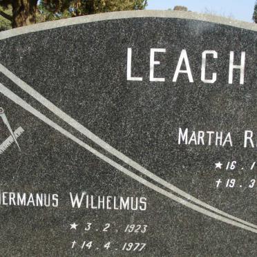 LEACH Hermanus Wilhelmus 1923-1977 &amp; Martha Rodha 1926-1991