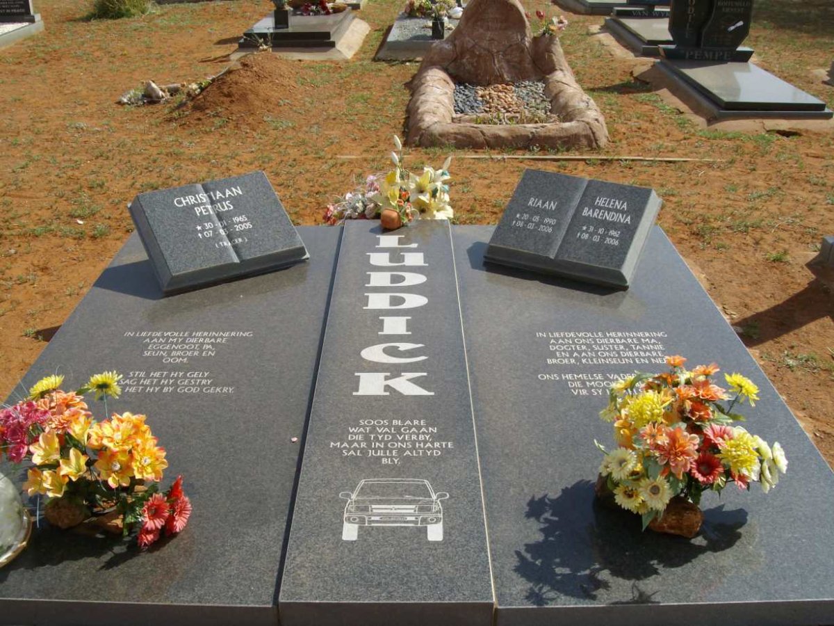 LUDDICK Christiaan Petrus 1965-2005 :: LUDDICK Helena Barendina 1962-2006 :: LUDDICK Riaan 1990-2006