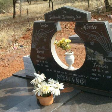 NIEMAND Barend Jacobus 1917-1986 &amp; Regina Johanna Petronella 1921-1993