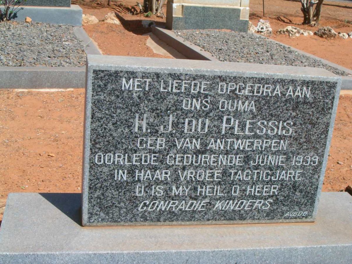 PLESSIS H.J., du nee VAN ANTWERPEN -1939