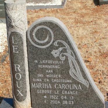 ROUX Martha Carolina, le nee LE GRANGE 1922-2004