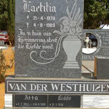 WESTHUIZEN Laetitia, van der 1970-1989 :: VAN DER WESTHUIZEN Atta 1932-1995 :: VAN DER WESTHUIZEN Liddie 1936-