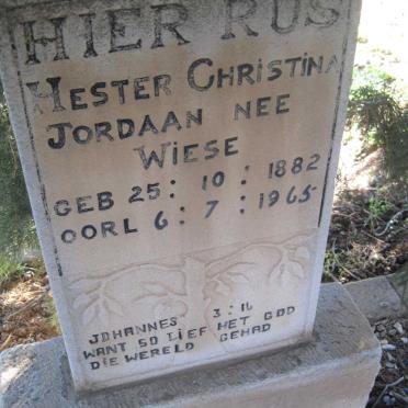 JORDAAN Hester Christina nee WIESE 1882-1965