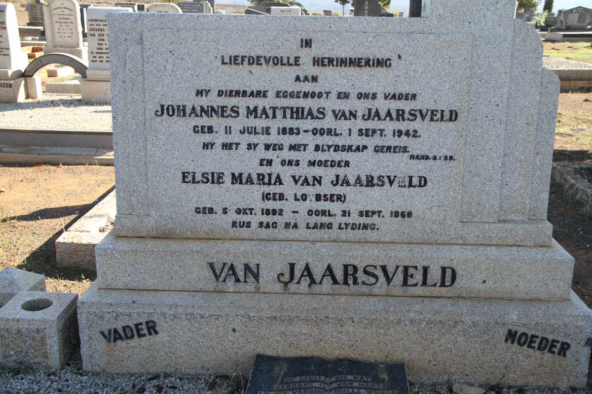 JAARSVELD Johannes Matthias, van 1883-1942 & Elsie Maria LOUBSER 1892-1969