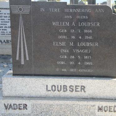 LOUBSER Willem A. 1866-1941 &amp; Elsie M. VISAGIE 1871-1965