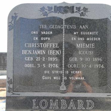 LOMBARD Christoffel Benjamin 1895-1976 &amp; Miemie GOUS 1896-1974