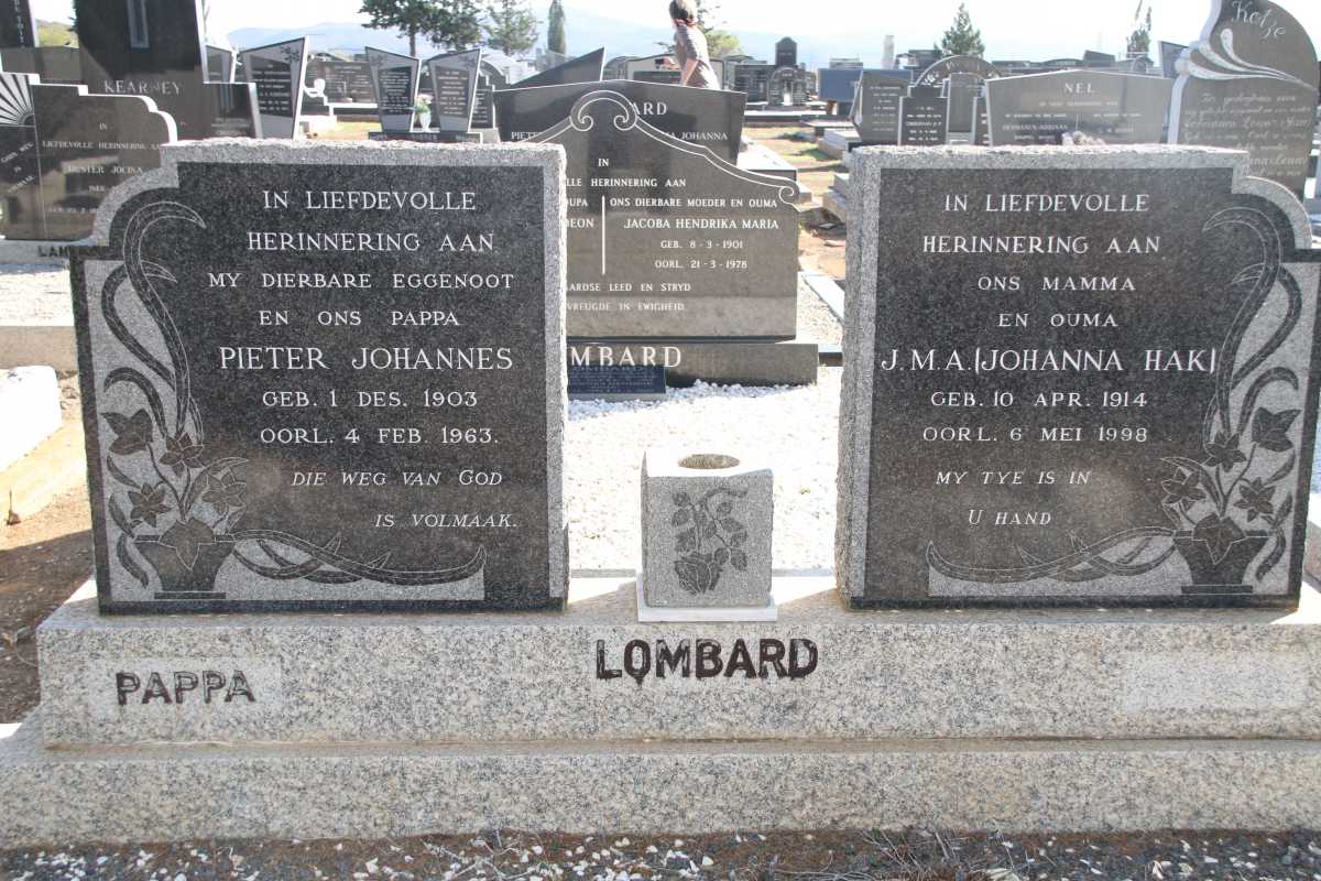 LOMBARD Pieter Johannes 1903-1963 & J.M.A. 1914-1998