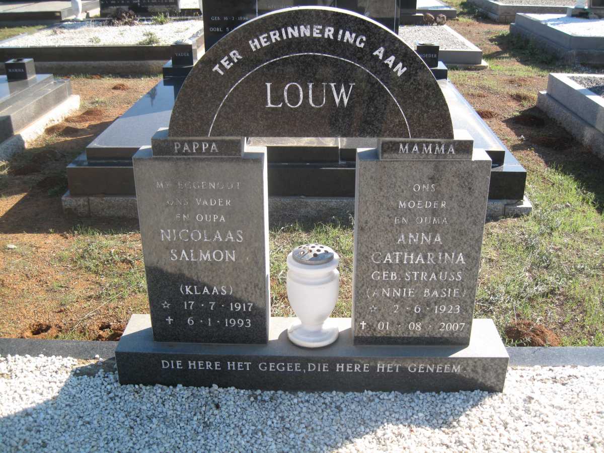 LOUW Nicolaas Salmon 1917-1993 & Anna Catharina STRAUSS 1923-2007