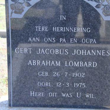 LOMBARD Gert Jacobus Johannes Abraham 1902-1975